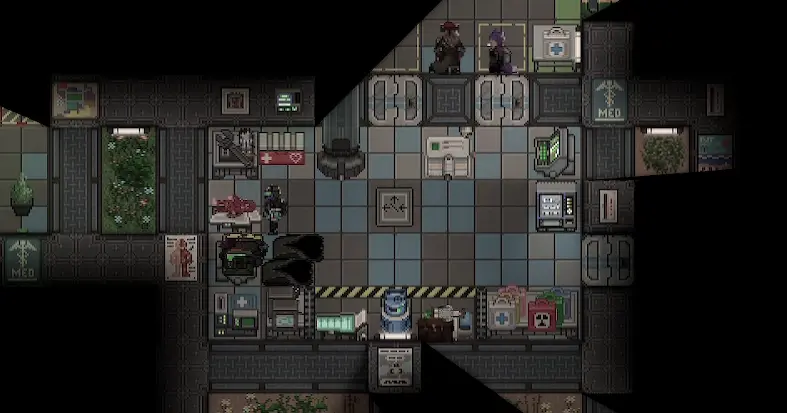 In-game art showing Tara Mason's corpse lying on a cryobed, Sergeant Hercules operating on her, with Fell and Rin standing outside the door.
